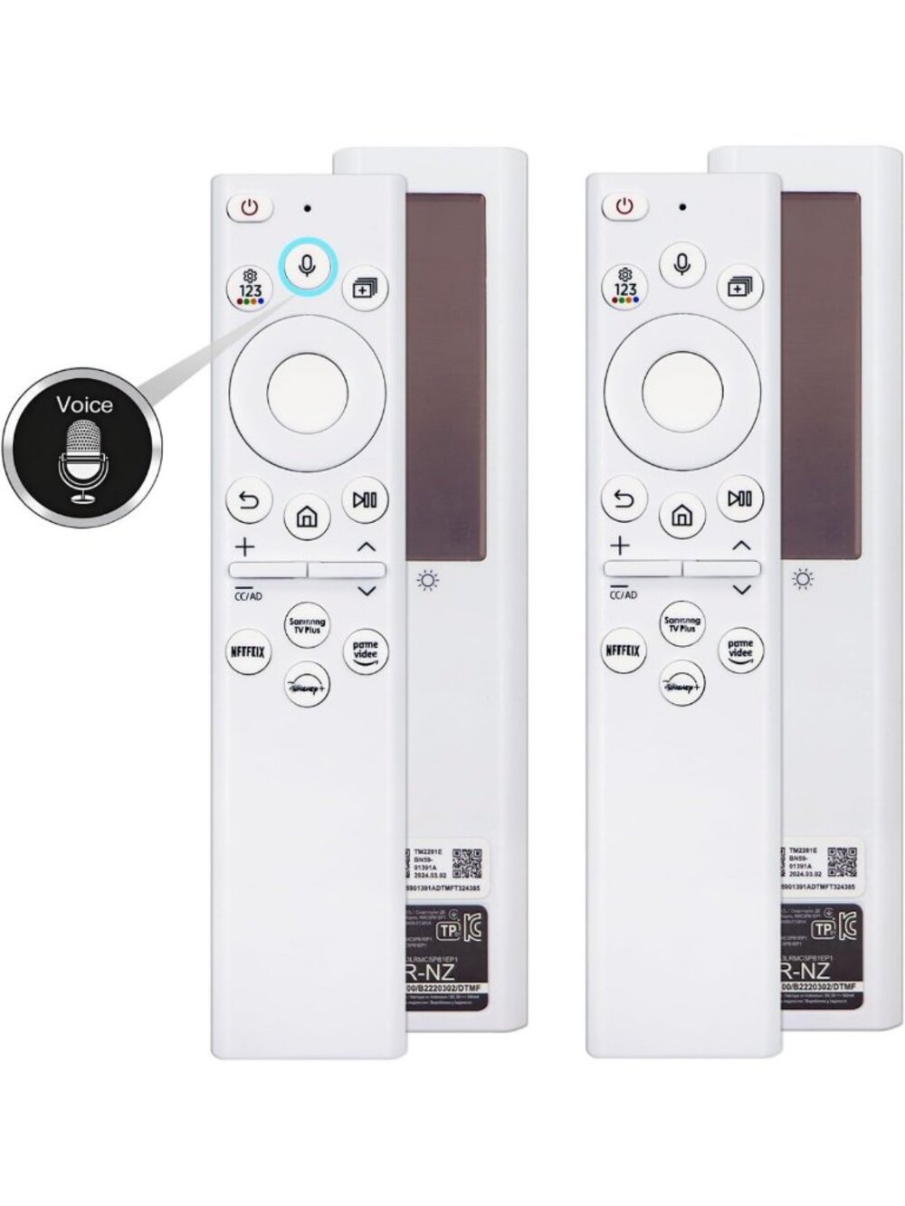 2 Pack Solar Frame Voice Remote for 4K Ultra HD Smart TVs - Bluetooth